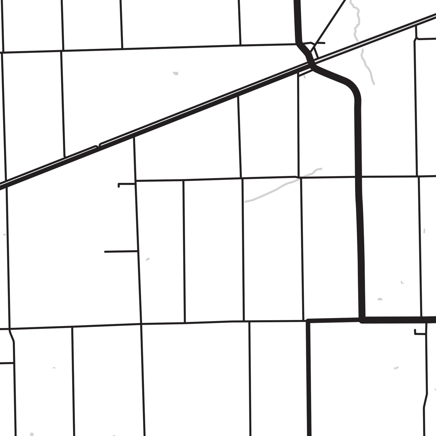 A detailed close up of the roads and waterways of Wainfleet, Ontario.