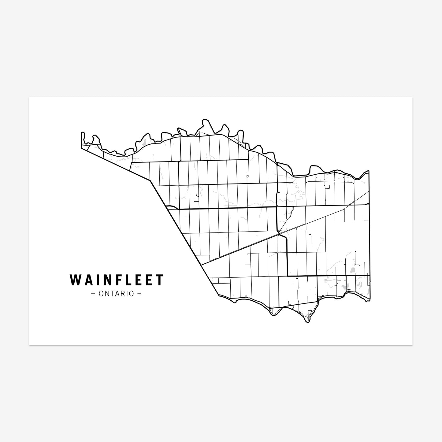 Map of Wainfleet, Ontario; a municipality in Niagara Region.