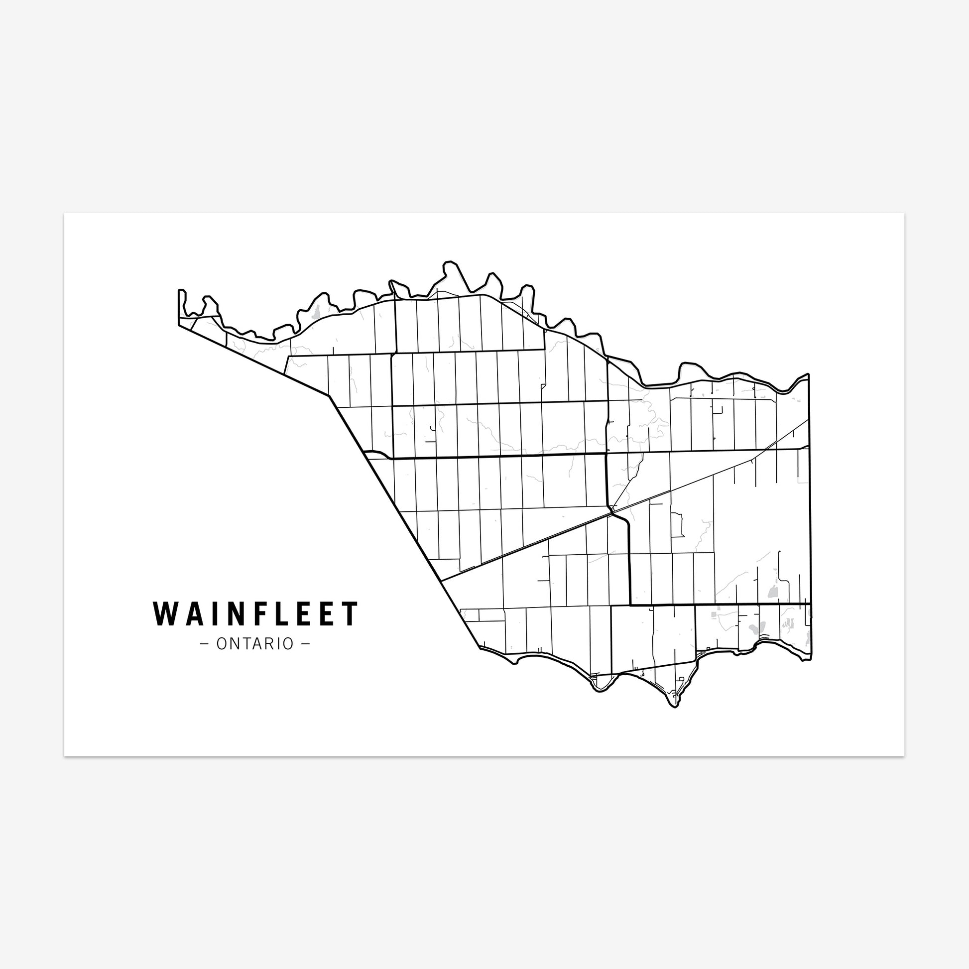 Map of Wainfleet, Ontario; a municipality in Niagara Region.