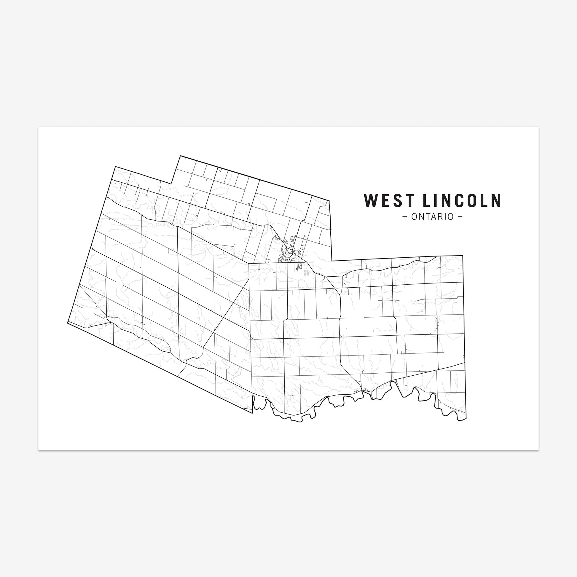 Map of West Lincoln, Ontario; a municipality in Niagara Region.